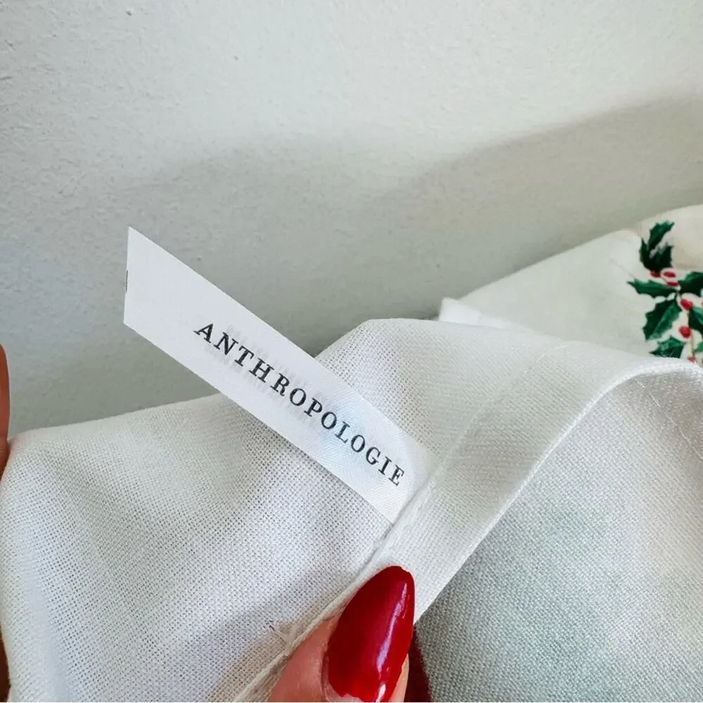 NEW ANTHROPOLOGIE Breakfast With Santa $38 Kitchen Tea Towel Christmas Holiday